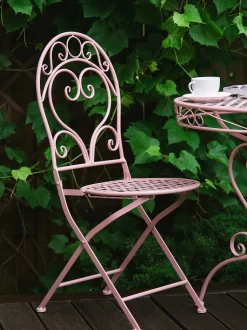 Gartenstuhl Metall Rosa 2Er Set Zusammenklappbar Albinia
