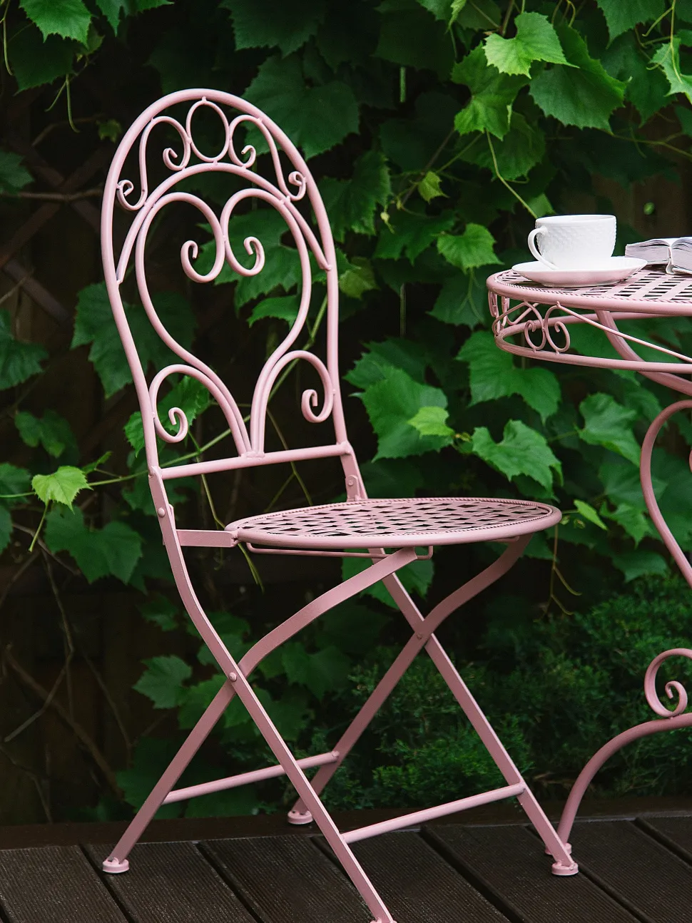 Gartenstuhl Metall Rosa 2Er Set Zusammenklappbar Albinia