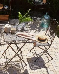 Gartenstuhl Metall Schwarz 2Er Set Zusammenklappbar Bormio