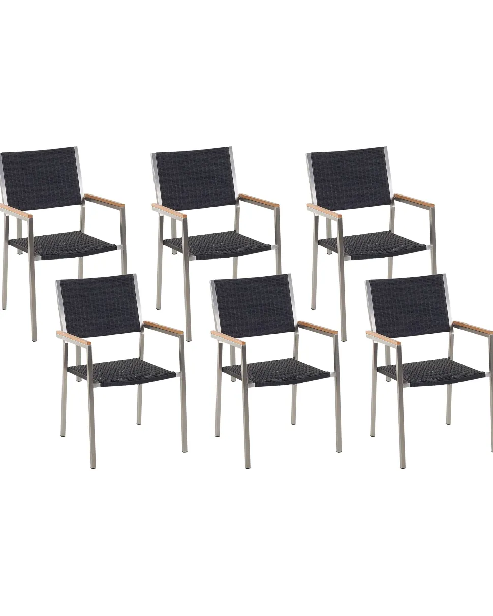 Gartenstuhl Rattan 6Er Set Edelstahl Grosseto