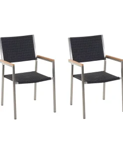 Gartenstuhl Rattan 2Er Set Edelstahl Grosseto