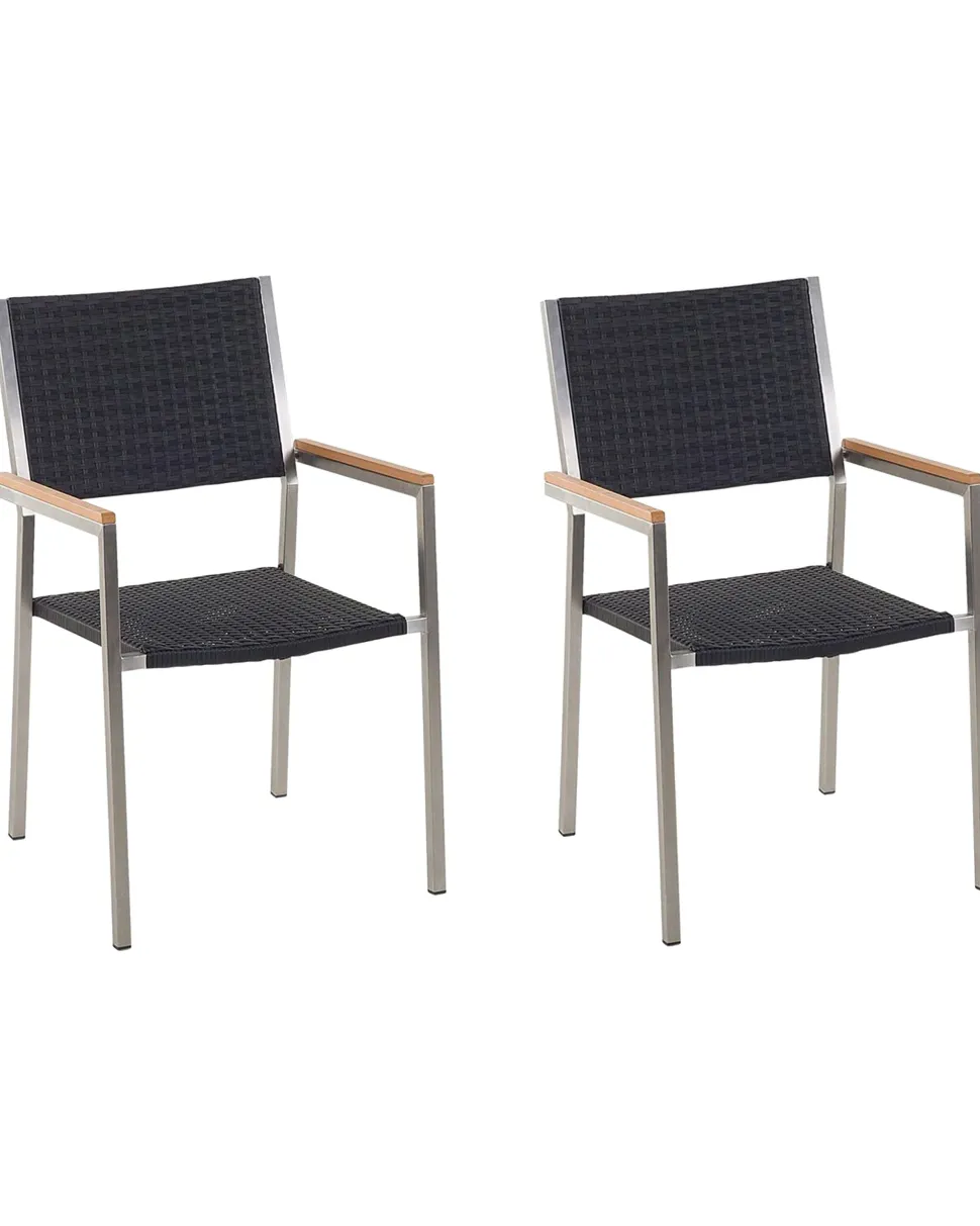 Gartenstuhl Rattan 2Er Set Edelstahl Grosseto