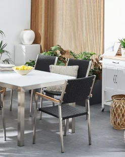 Gartenstuhl Rattan 2Er Set Edelstahl Grosseto
