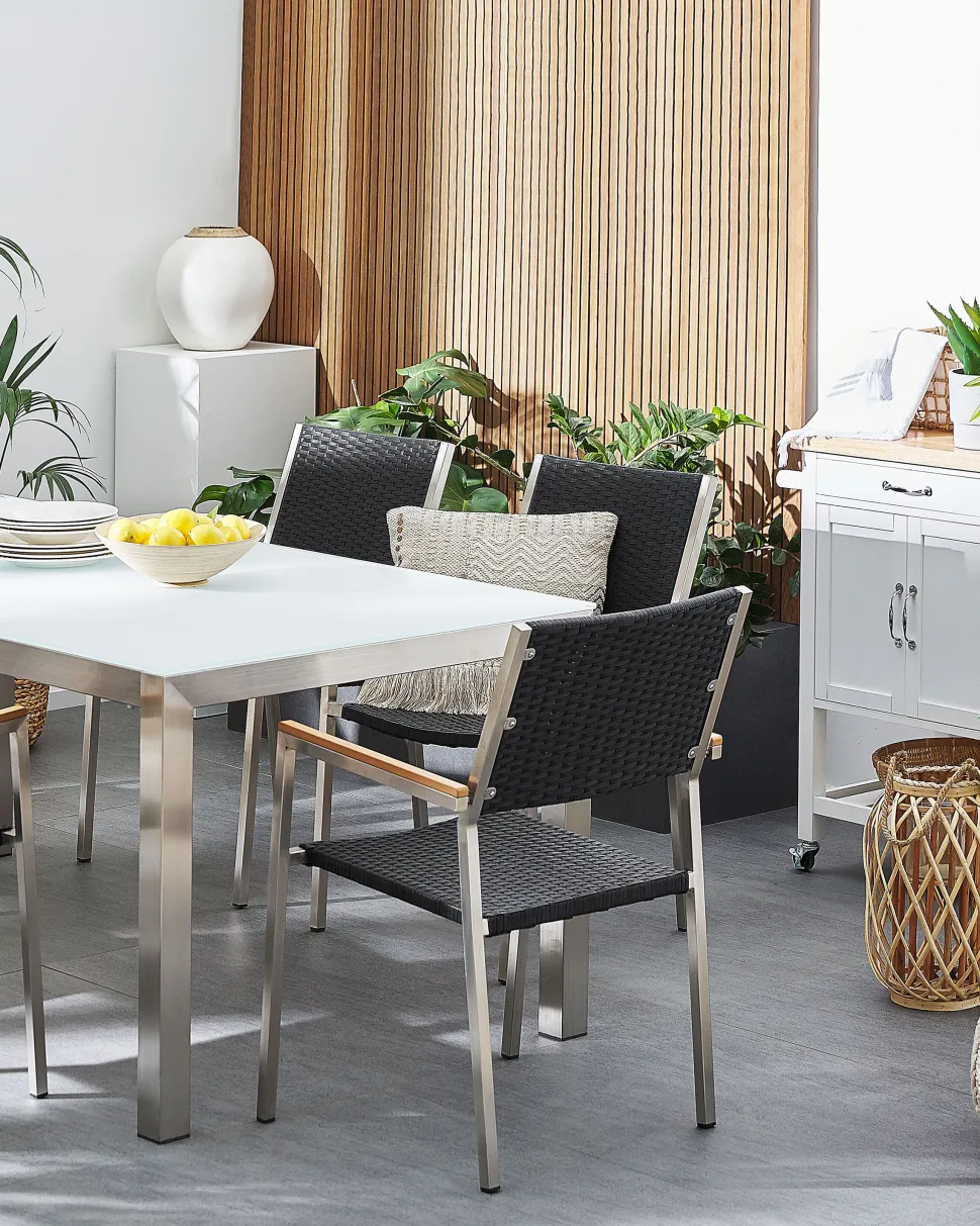 Gartenstuhl Rattan 2Er Set Edelstahl Grosseto