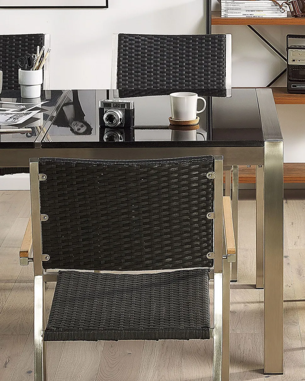 Gartenstuhl Rattan 2Er Set Edelstahl Grosseto