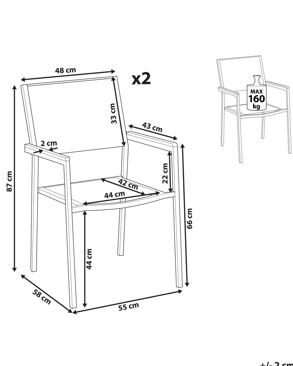 Gartenstuhl Rattan 2Er Set Edelstahl Grosseto