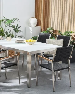 Gartenstuhl Rattan 4Er Set Edelstahl Grosseto