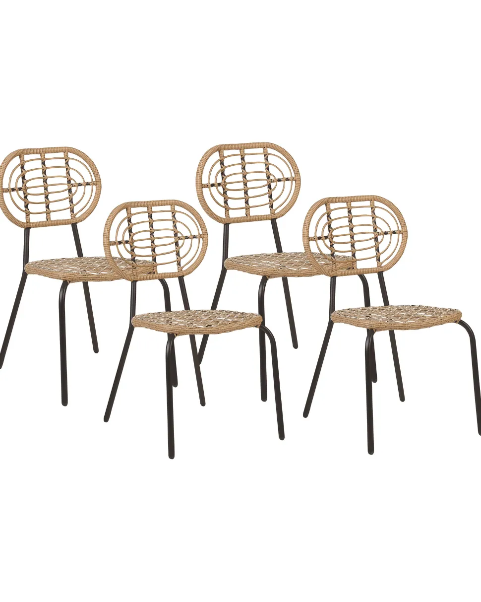 Gartenstuhl Rattan Naturlich 4Er Set Pratello