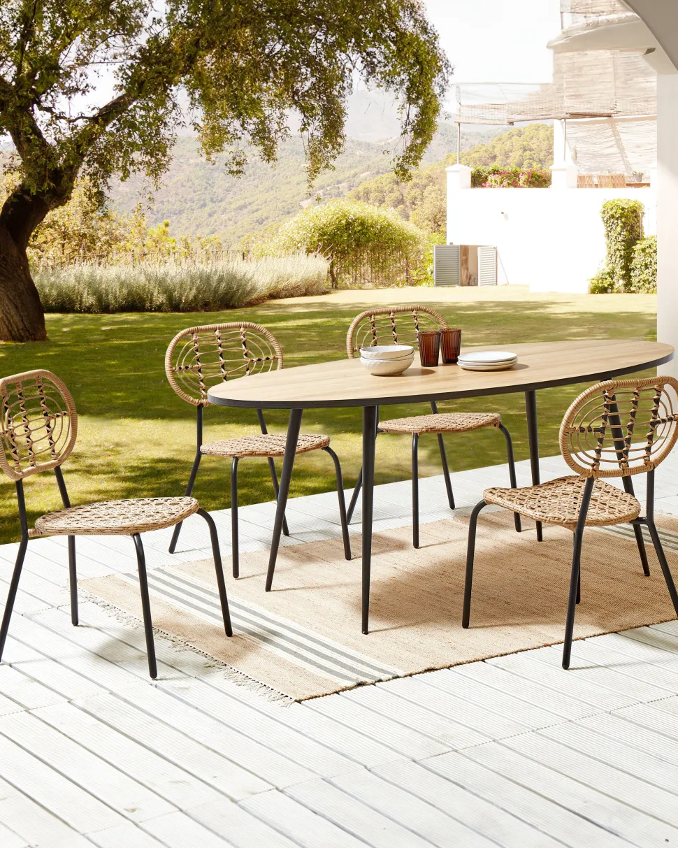Gartenstuhl Rattan Naturlich 4Er Set Pratello