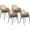 Gartenstuhl Rattan Naturlich Auflage Graphitgrau 4Er Set Pratello