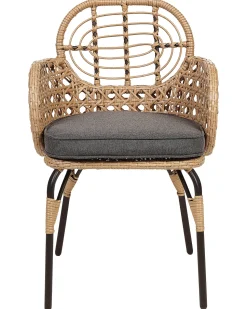 Gartenstuhl Rattan Naturlich Auflage Graphitgrau 4Er Set Pratello