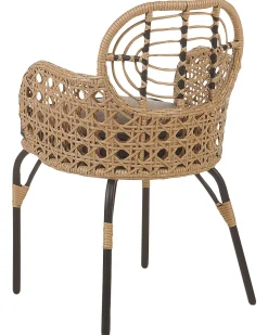 Gartenstuhl Rattan Naturlich Auflage Graphitgrau 4Er Set Pratello