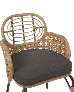 Gartenstuhl Rattan Naturlich Auflage Graphitgrau 4Er Set Pratello