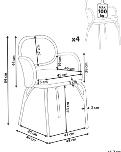 Gartenstuhl Rattan Naturlich Auflage Graphitgrau 4Er Set Pratello