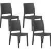 Gartenstuhl Rattanoptik Graphitgrau 4Er Set Fossano