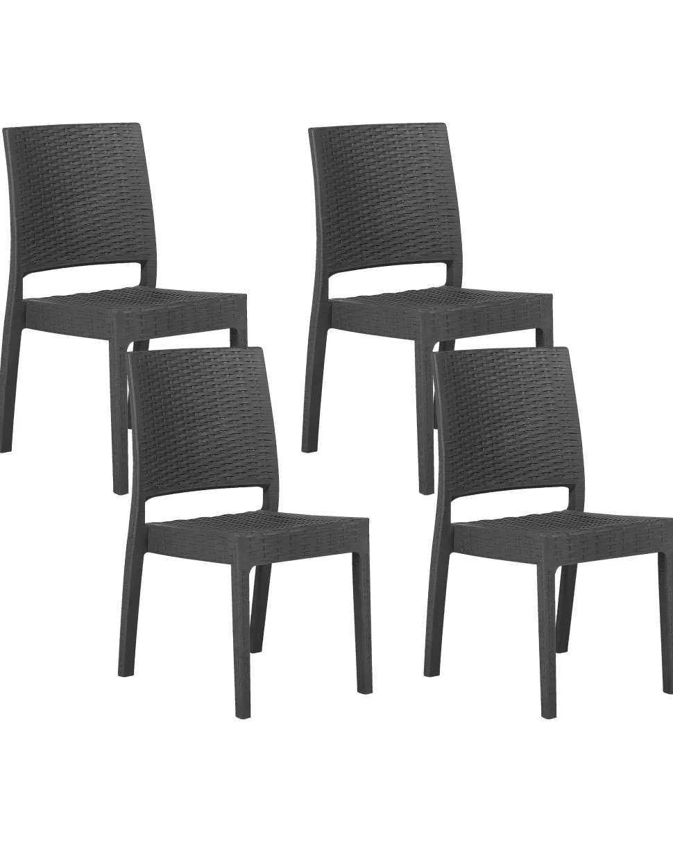 Gartenstuhl Rattanoptik Graphitgrau 4Er Set Fossano