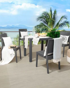 Gartenstuhl Rattanoptik Graphitgrau 4Er Set Fossano