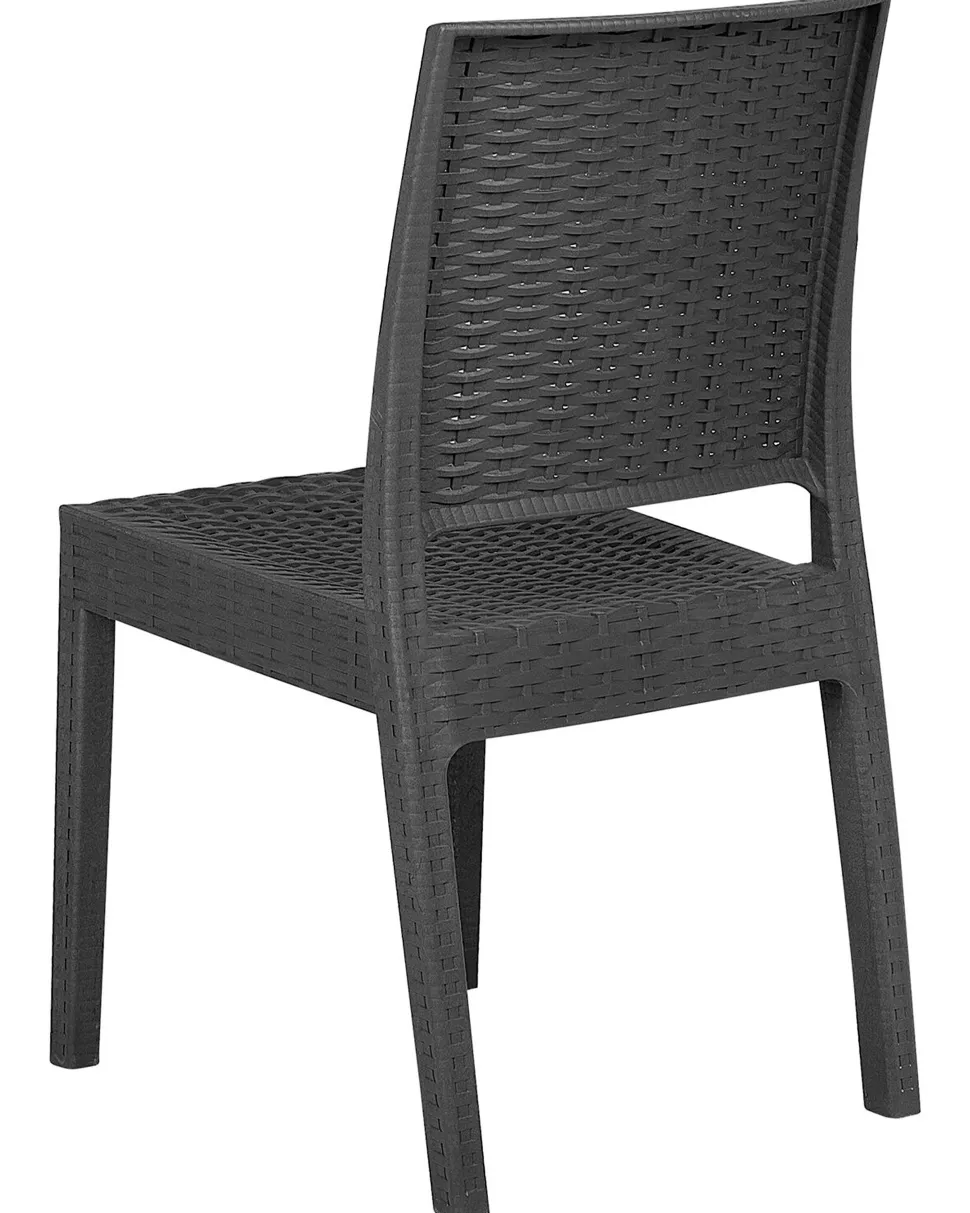 Gartenstuhl Rattanoptik Graphitgrau 4Er Set Fossano