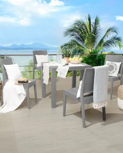 Gartenstuhl Rattanoptik Hellgrau 4Er Set Fossano