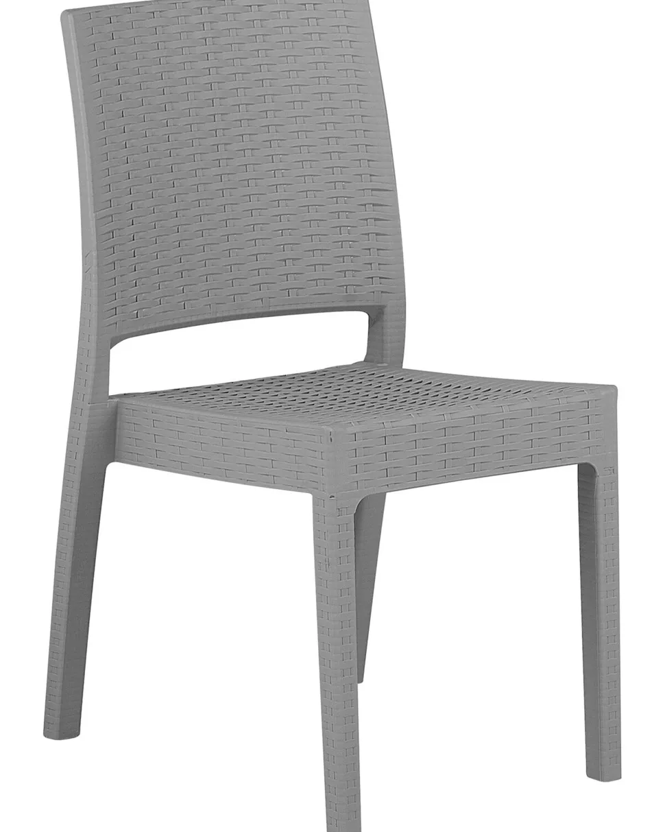 Gartenstuhl Rattanoptik Hellgrau 4Er Set Fossano