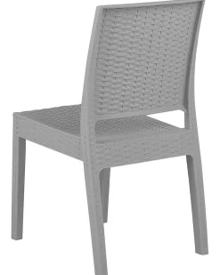 Gartenstuhl Rattanoptik Hellgrau 4Er Set Fossano