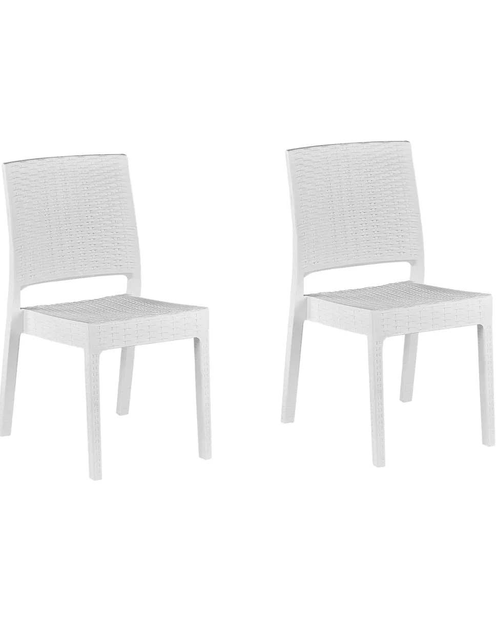 Gartenstuhl Rattanoptik Weis 2Er Set Fossano