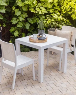 Gartenstuhl Rattanoptik Weis 2Er Set Fossano