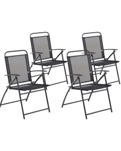 Gartenstuhl Stahl Schwarz Klappbar 4Er Set Livo