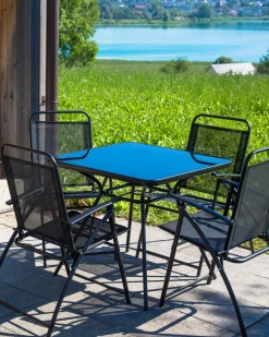 Gartenstuhl Stahl Schwarz Klappbar 4Er Set Livo