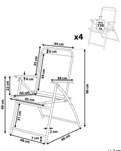 Gartenstuhl Stahl Schwarz Klappbar 4Er Set Livo