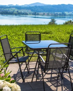 Gartenstuhl Stahl Schwarz Klappbar 4Er Set Livo