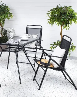 Gartenstuhl Stahl Schwarz Klappbar 4Er Set Livo