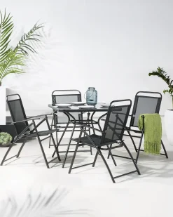Gartenstuhl Stahl Schwarz Klappbar 4Er Set Livo