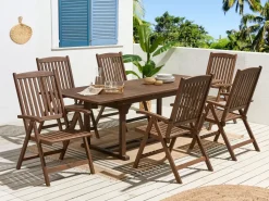 Gartentisch Akazienholz Dunkelbraun 160 / 220 X 90 Cm Ausziehbar Amantea