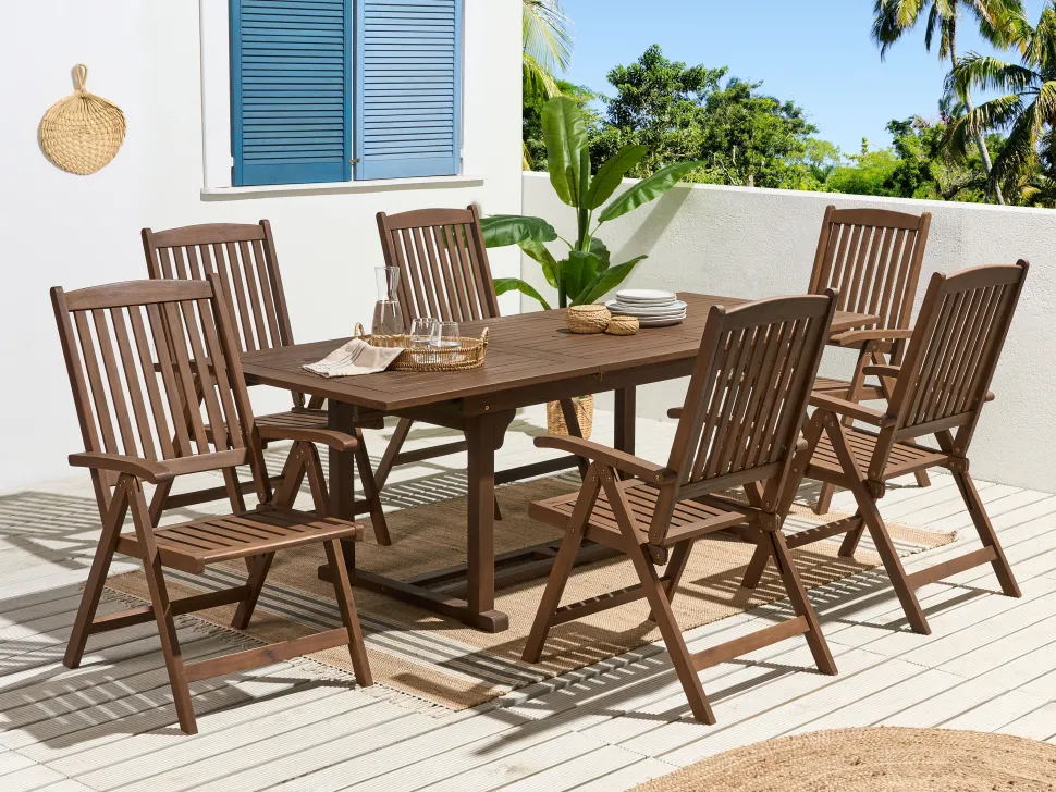 Gartentisch Akazienholz Dunkelbraun 160 / 220 X 90 Cm Ausziehbar Amantea