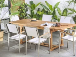 Gartentisch Akazienholz Hellbraun 160 / 220 X 90 Cm Ausziehbar Java