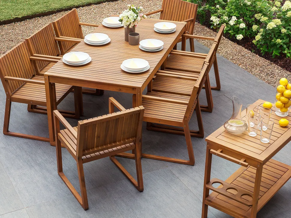 Gartentisch Akazienholz Hellbraun 180 X 90 Cm Sassari
