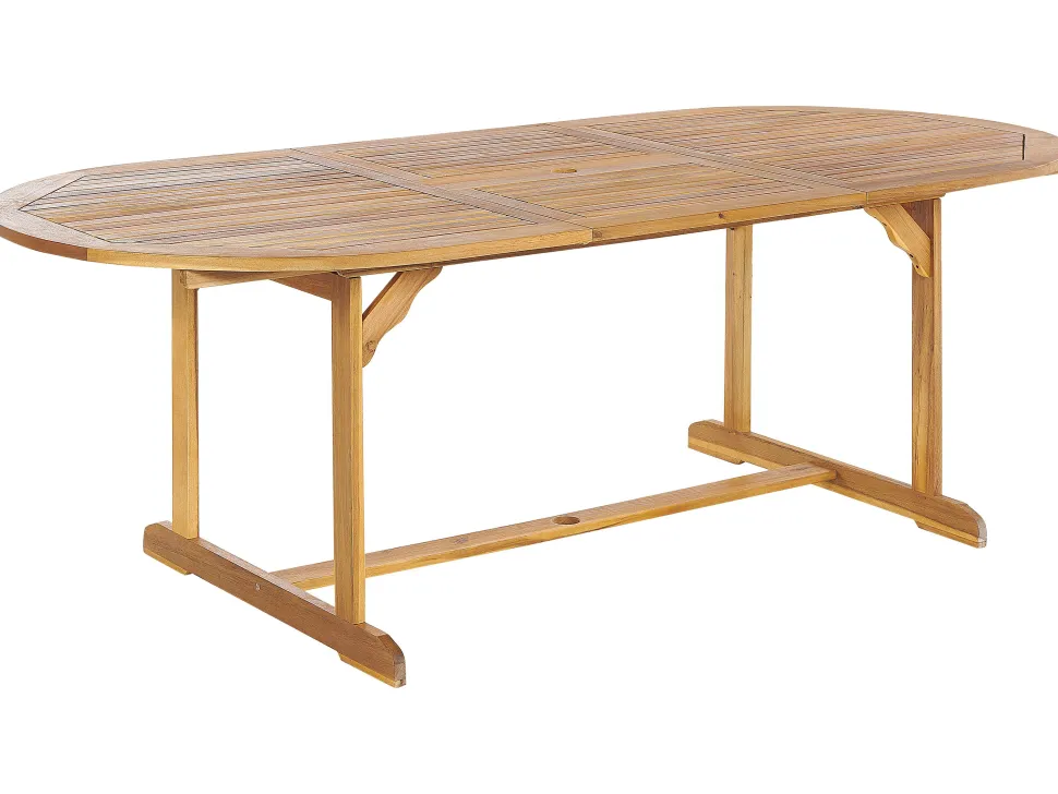 Gartentisch Akazienholz Hellbraun 160 / 220 X 100 Cm Ausziehbar Maui