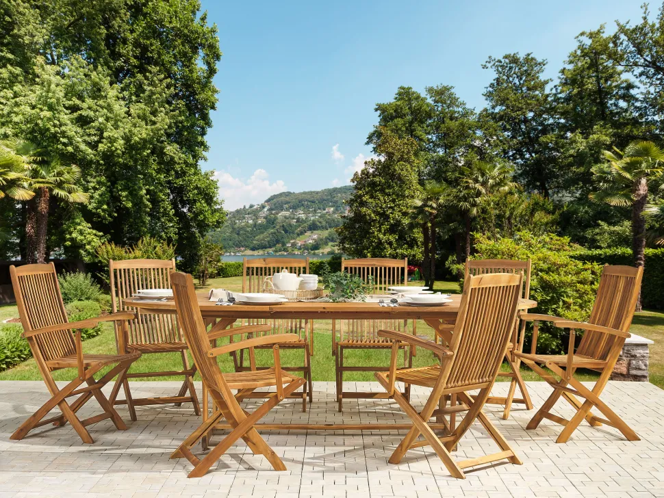 Gartentisch Akazienholz Hellbraun 160 / 220 X 100 Cm Ausziehbar Maui
