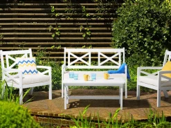 Gartentisch Akazienholz Weis 100 X 55 Cm Baltic