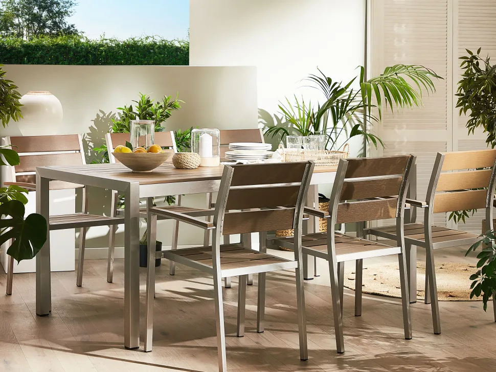 Gartentisch Aluminium Braun 180 X 90 Cm Vernio