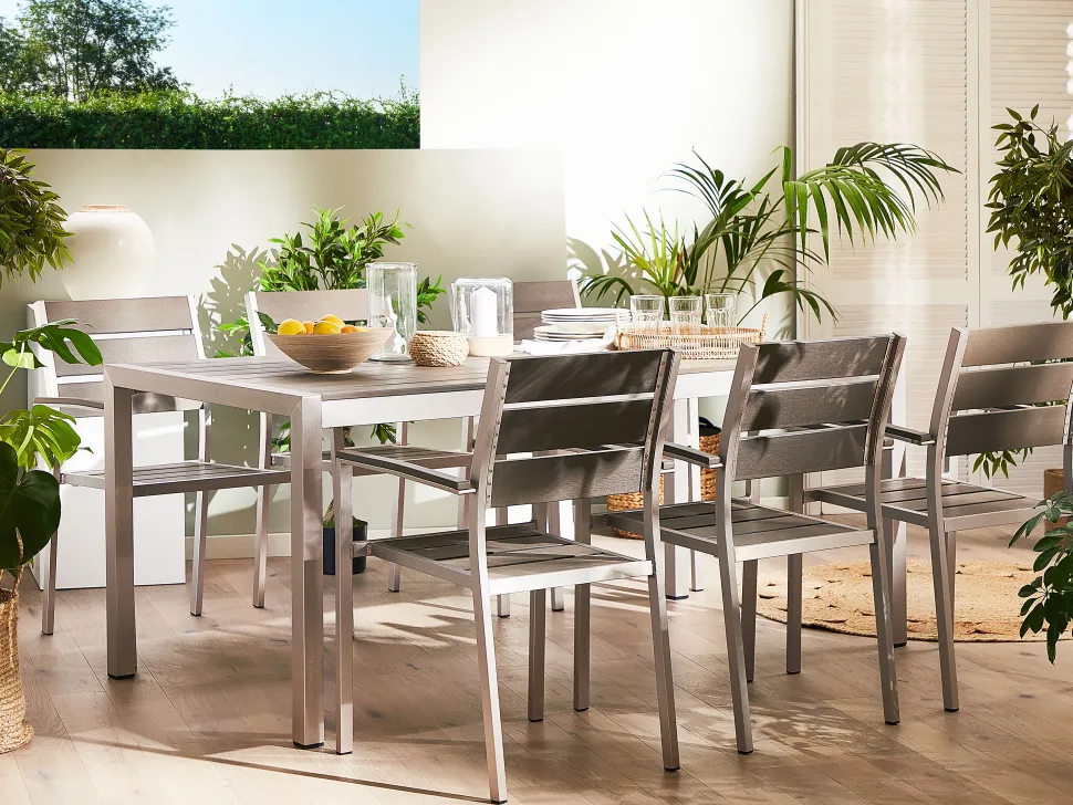 Gartentisch Aluminium Grau 180 X 90 Cm Vernio