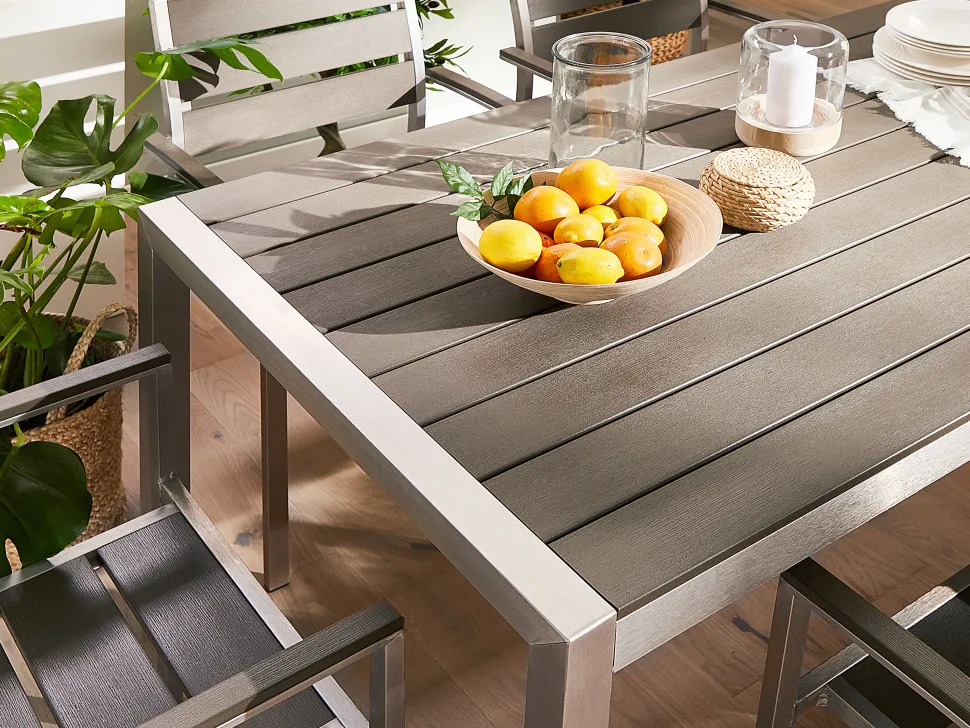 Gartentisch Aluminium Grau 180 X 90 Cm Vernio