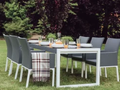 Gartentisch Aluminium Grau / Weis 210 X 90 Cm Bacoli