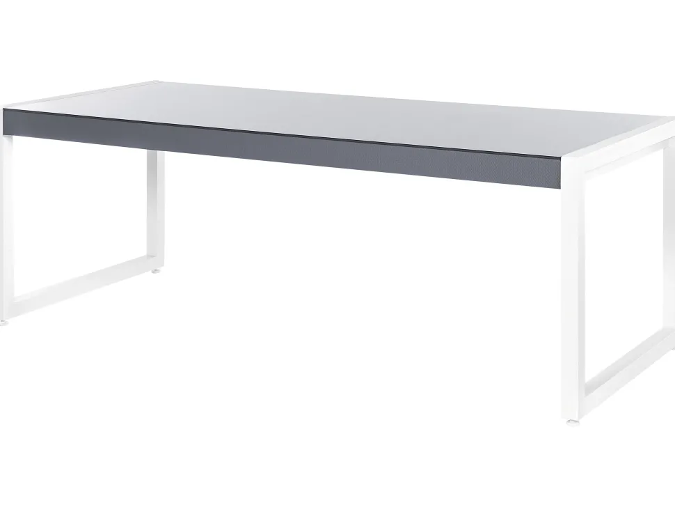 Gartentisch Aluminium Grau / Weis 210 X 90 Cm Bacoli