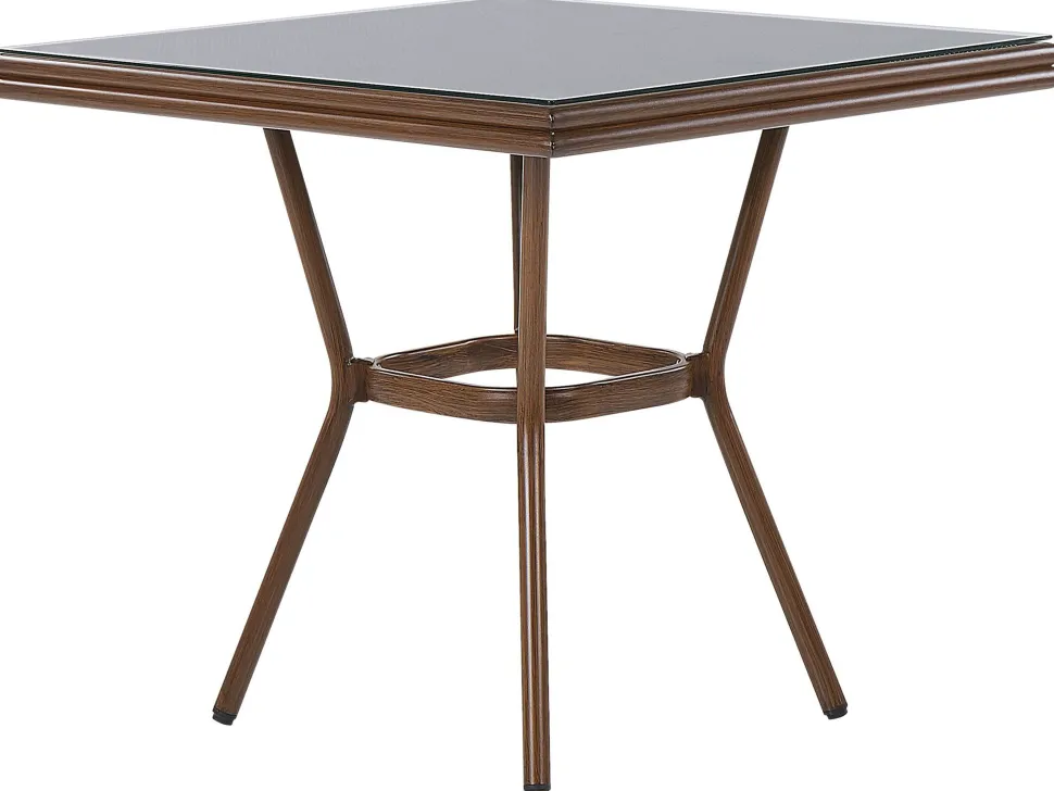 Gartentisch Aluminium Schwarz / Dunkler Holzfarbton 80 X 80 Cm Caspri