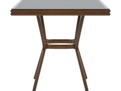 Gartentisch Aluminium Schwarz / Dunkler Holzfarbton 80 X 80 Cm Caspri