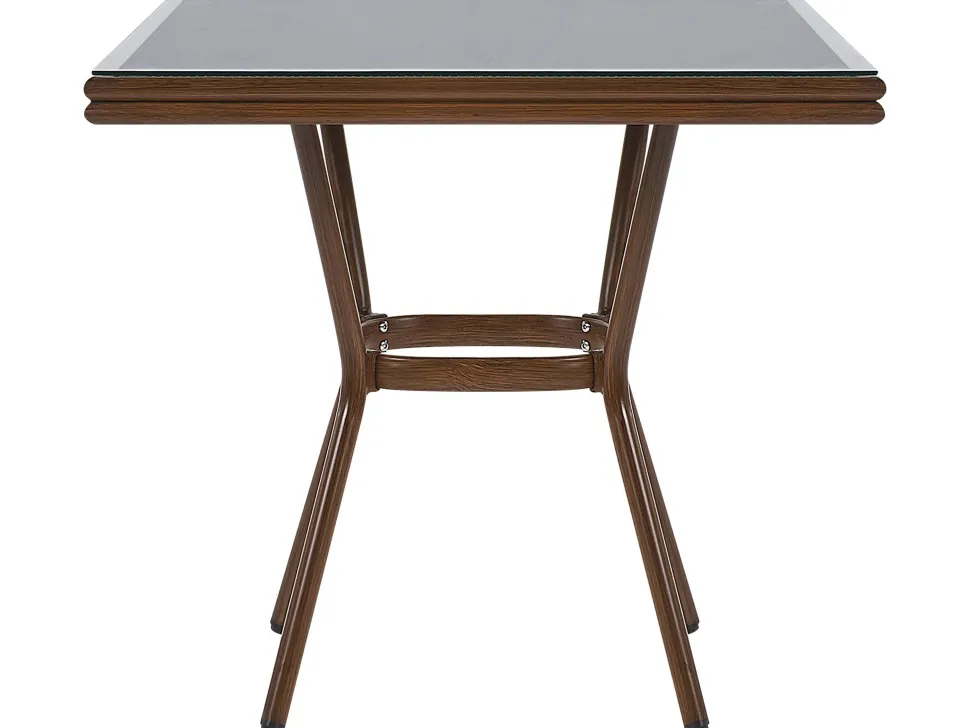 Gartentisch Aluminium Schwarz / Dunkler Holzfarbton 80 X 80 Cm Caspri