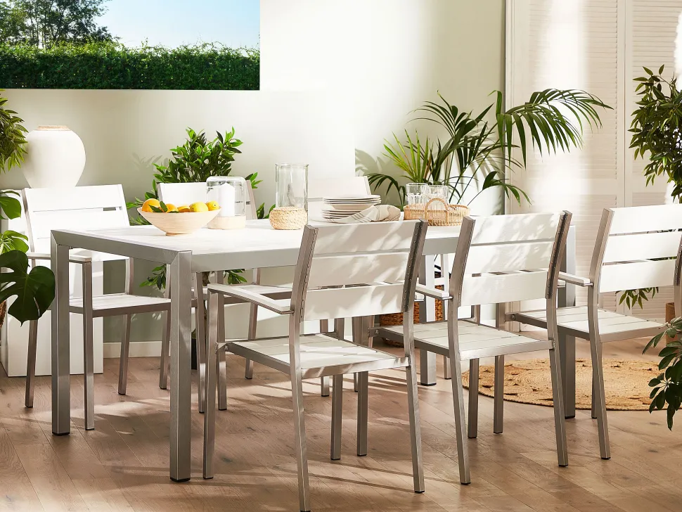 Gartentisch Aluminium Weis 180 X 90 Cm Vernio