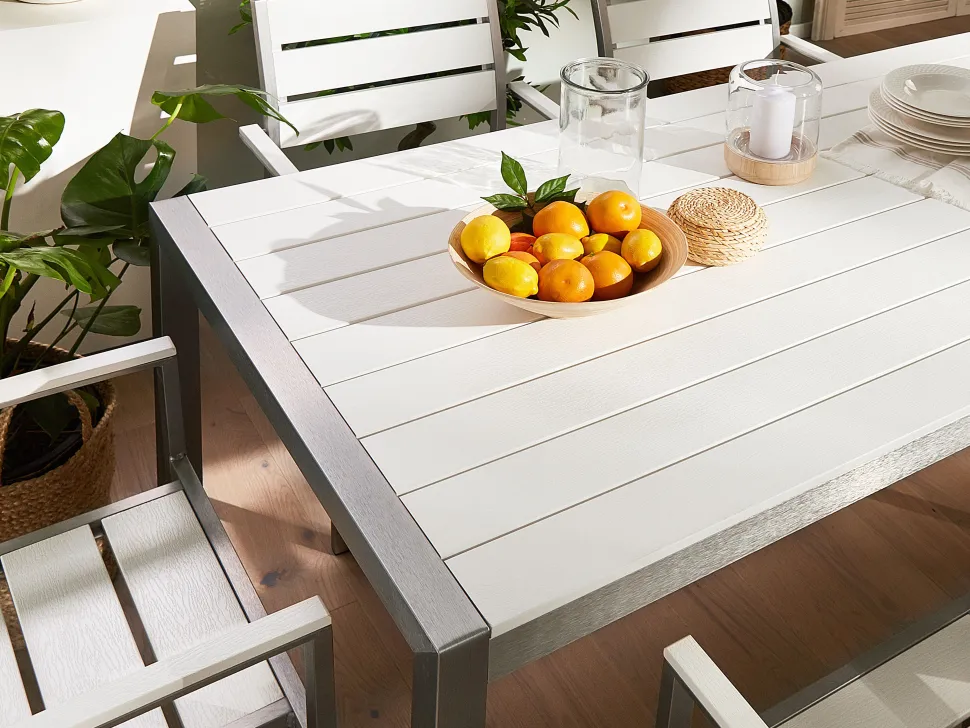 Gartentisch Aluminium Weis 180 X 90 Cm Vernio